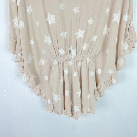Storia Embroidered Star Ruffle Batwing Sleeve Romper Size Small S EUC T2651 - Picture 14 of 16